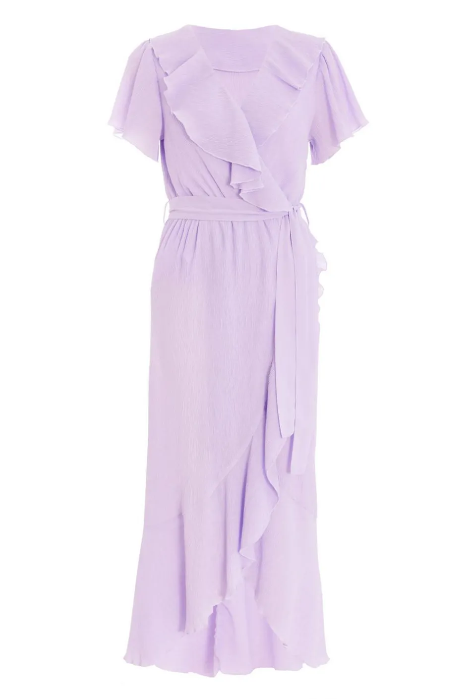 Quiz Lilac Crinkle Frill Midaxi Dress Clearance