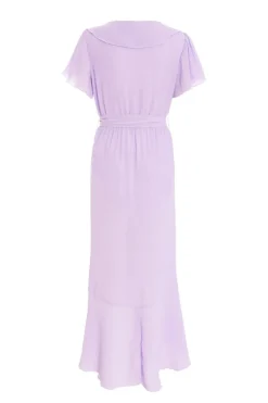 Quiz Lilac Crinkle Frill Midaxi Dress Clearance