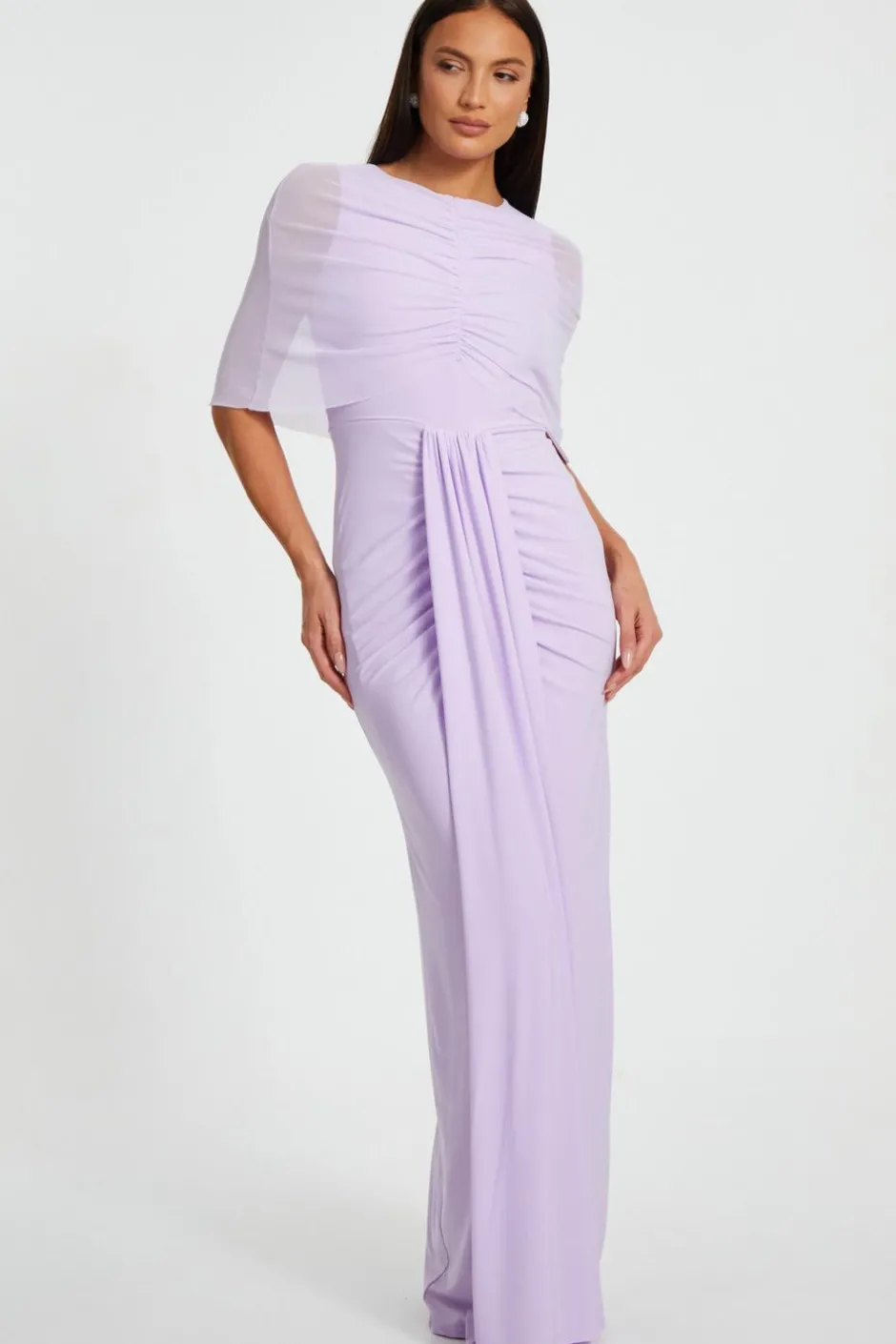 Quiz Lilac Draped Maxi Dress New