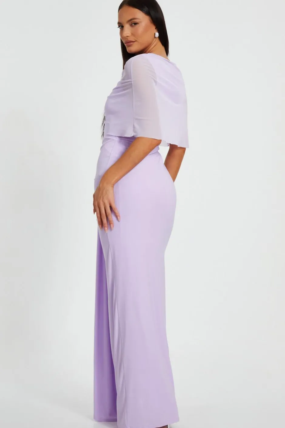 Quiz Lilac Draped Maxi Dress New