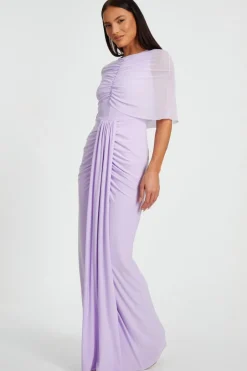 Quiz Lilac Draped Maxi Dress New