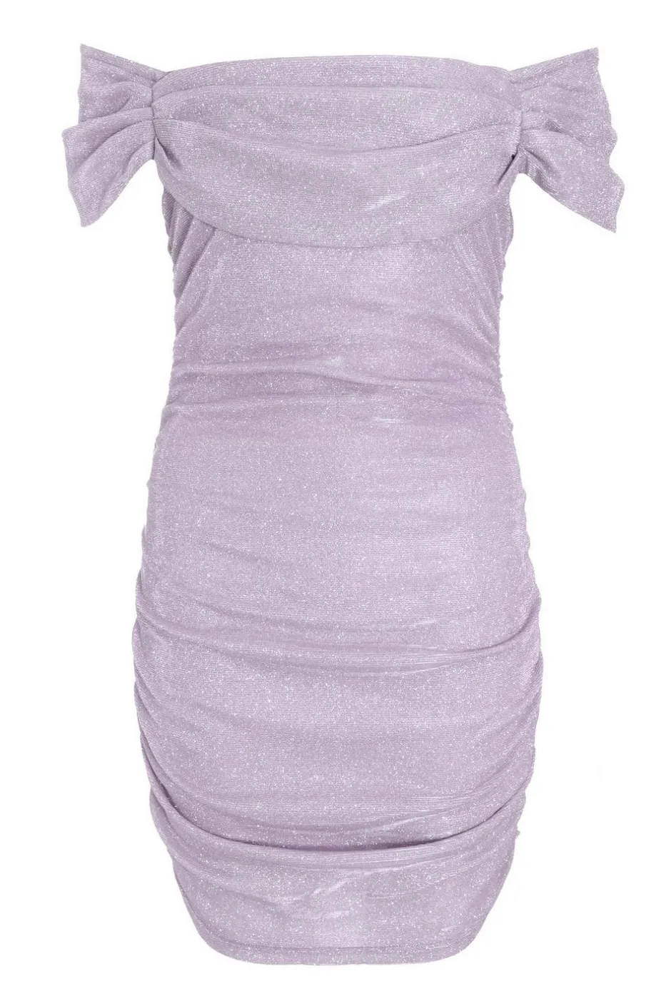 Quiz Lilac Glitter Bardot Bodycon Mini Dress