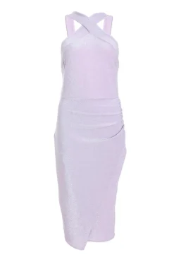 Quiz Lilac Glitter Wrap Midi Dress