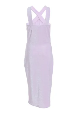 Quiz Lilac Glitter Wrap Midi Dress