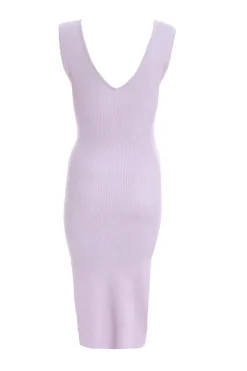 Quiz Knit Tie Belt Bodycon Midi Dress Lilac Online