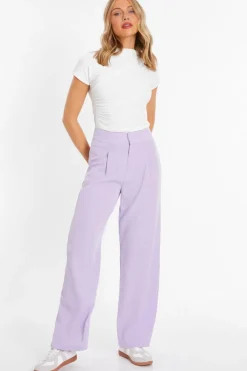 Quiz Linen Palazzo Trousers Lilac New