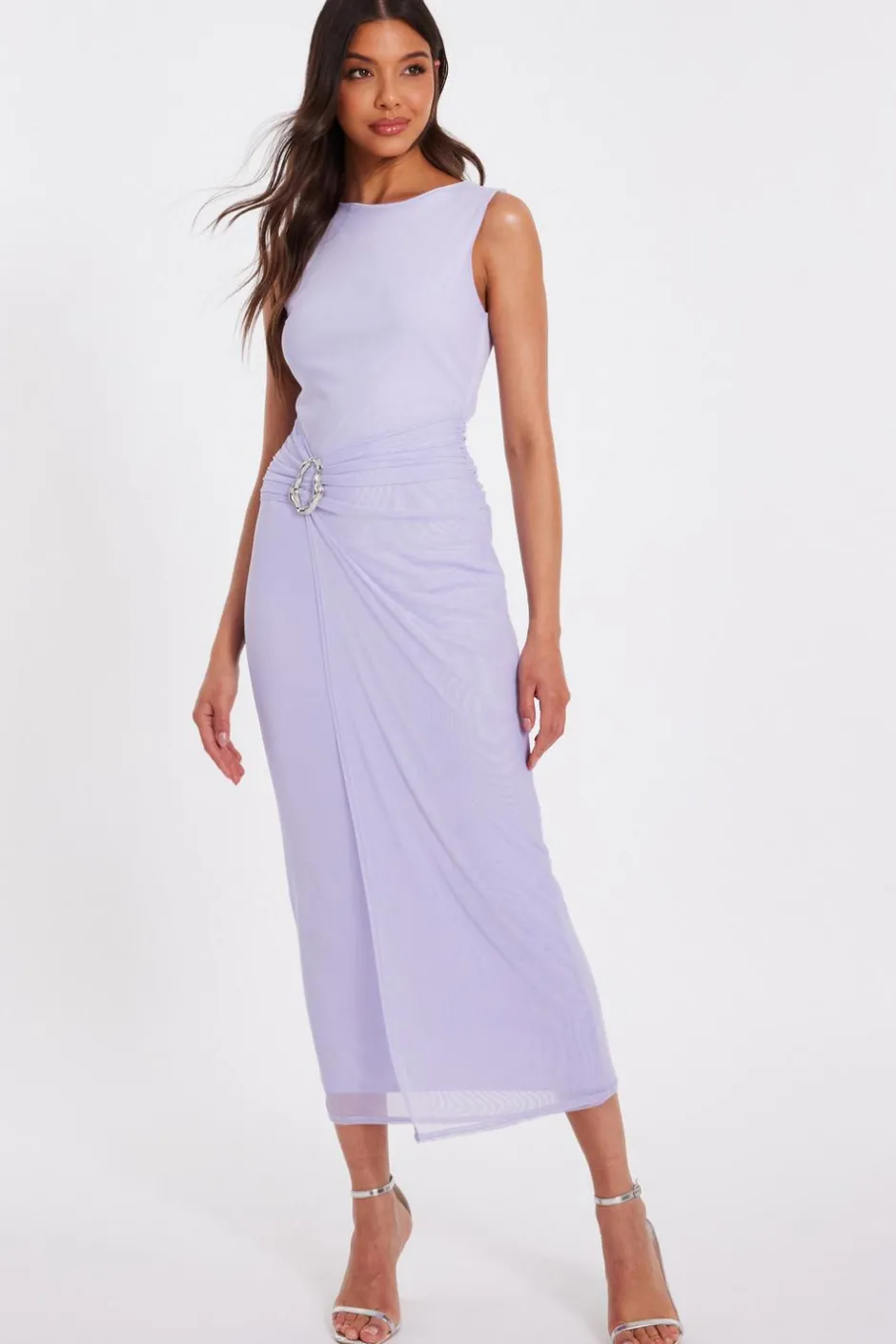 Quiz Lilac Mesh Buckle Midaxi Dress Best