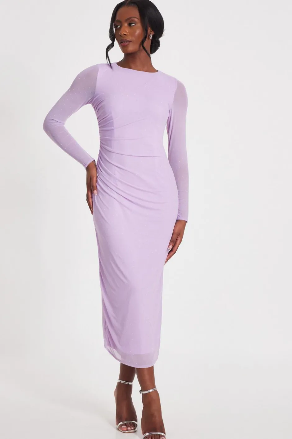 Quiz Lilac Mesh Diamante Midaxi Dress New
