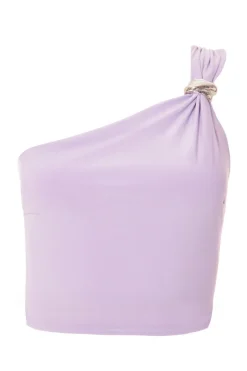 Quiz Lilac One Shoulder Crop Top Discount