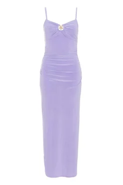 Quiz Ruched Maxi Dress Lilac Online