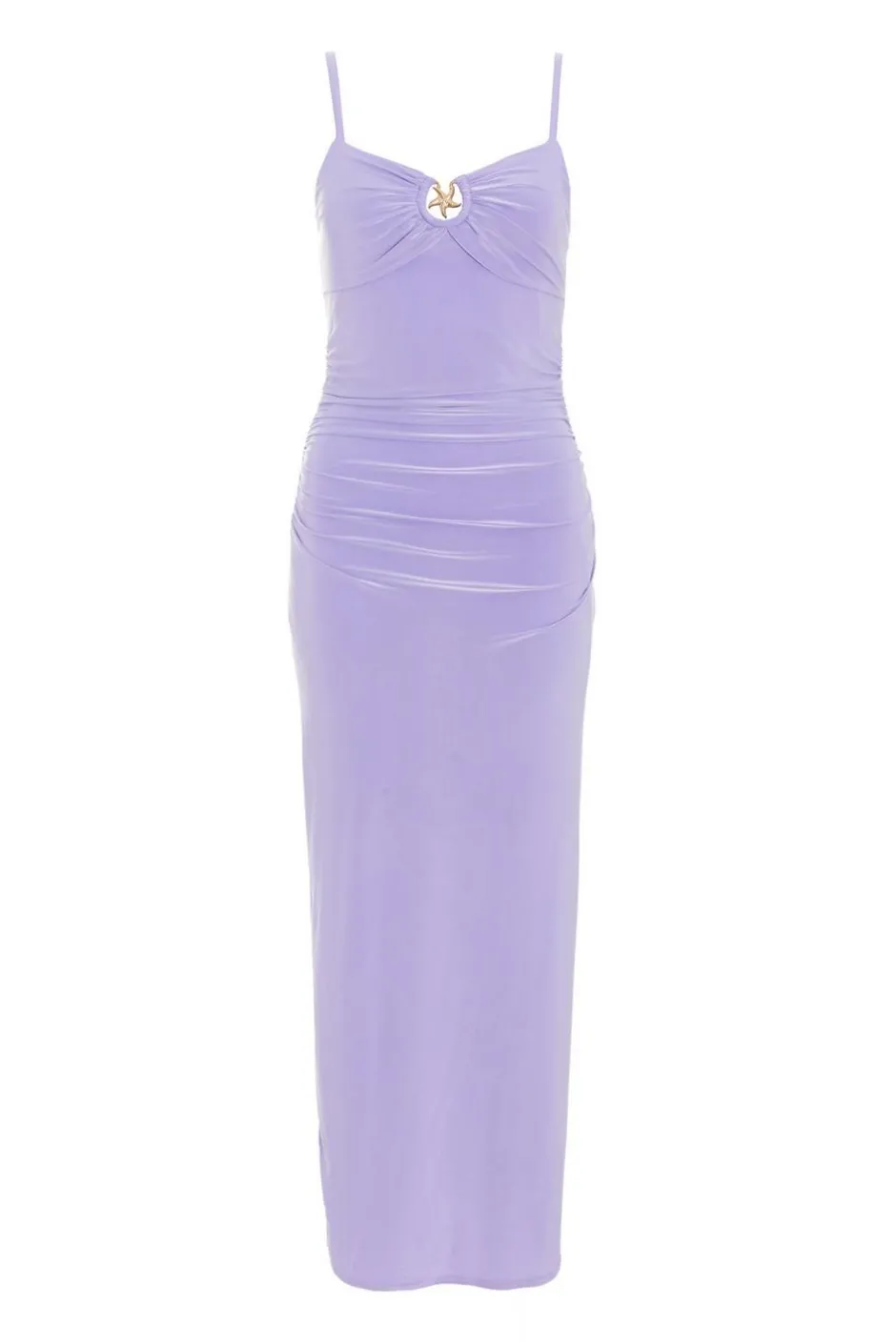 Quiz Ruched Maxi Dress Lilac Online