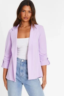 Quiz Lilac Ruched Sleeve Tailored Blazer Hot