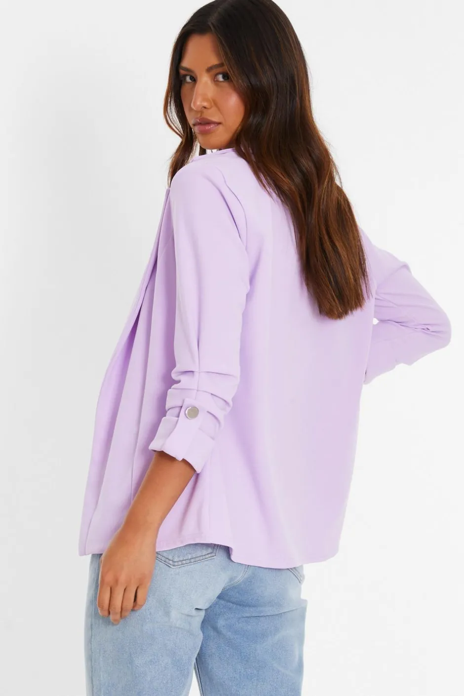 Quiz Lilac Ruched Sleeve Tailored Blazer Hot