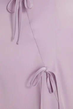 Quiz Lilac Satin Bow Mini Dress Outlet