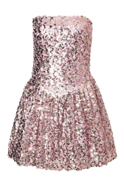 Quiz Lilac Sequin Puff Ball Mini Dress New