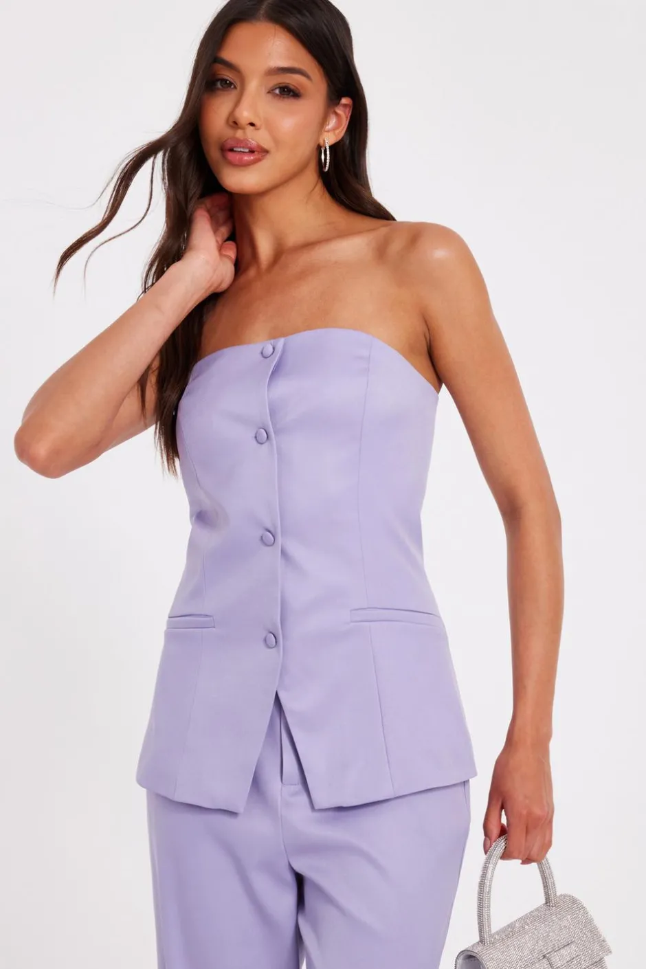 Quiz Lilac Tailored Bandeau Waistcoat New