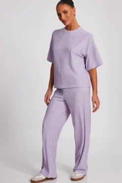 Quiz Textured T-Shirt Lilac Outlet