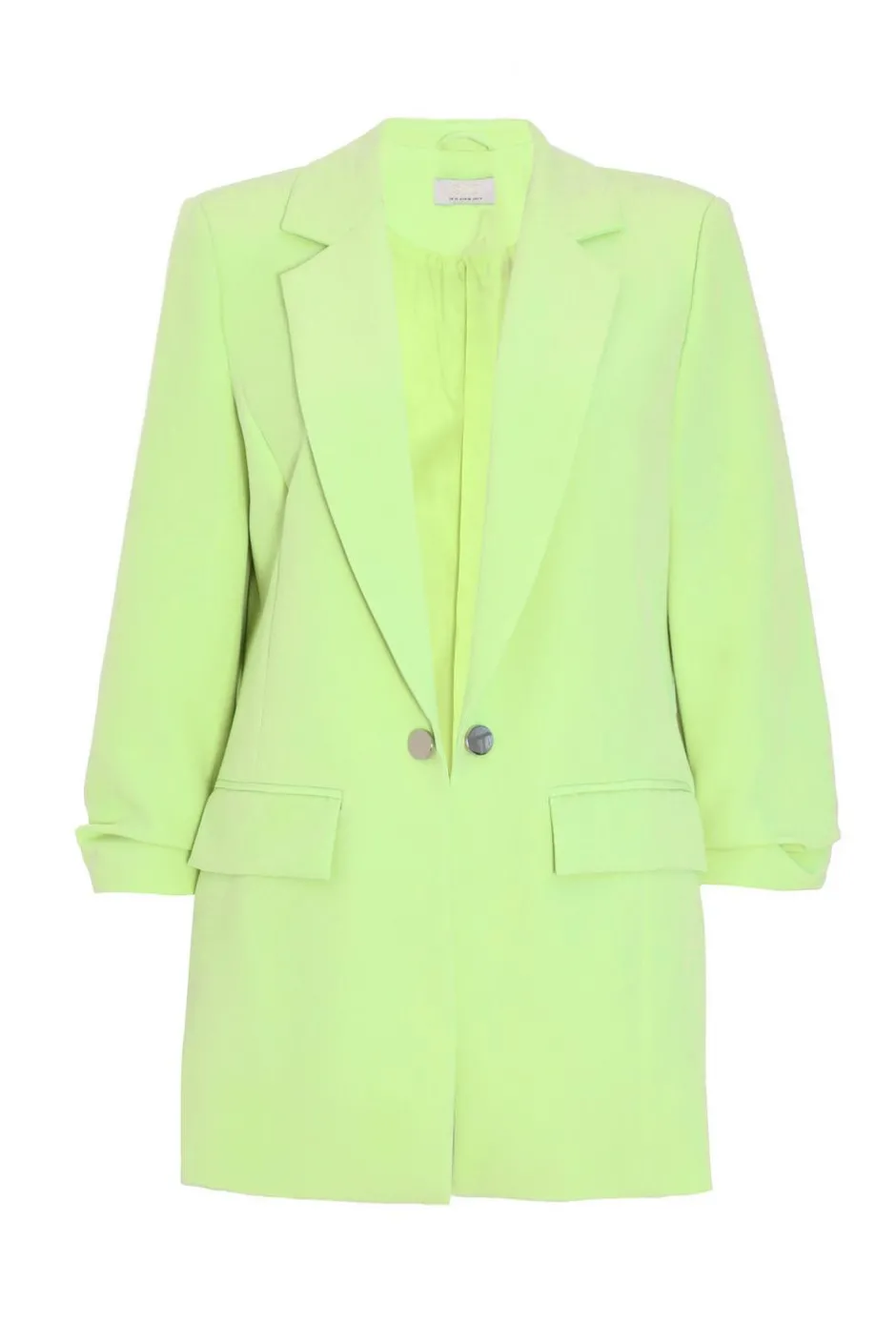 Quiz Ruched Sleeve Blazer Lime Sale