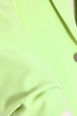 Quiz Ruched Sleeve Blazer Lime Sale