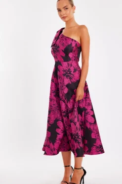 Quiz Magenta Floral Jacquard Midaxi Dress Online