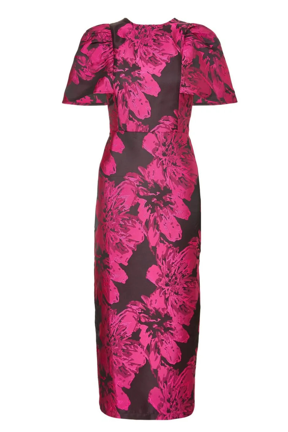 Quiz Magenta Floral Short Sleeve Midaxi Dress New
