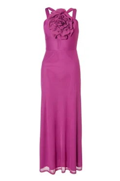 Quiz Magenta Mesh Corsage Maxi Dress Sale