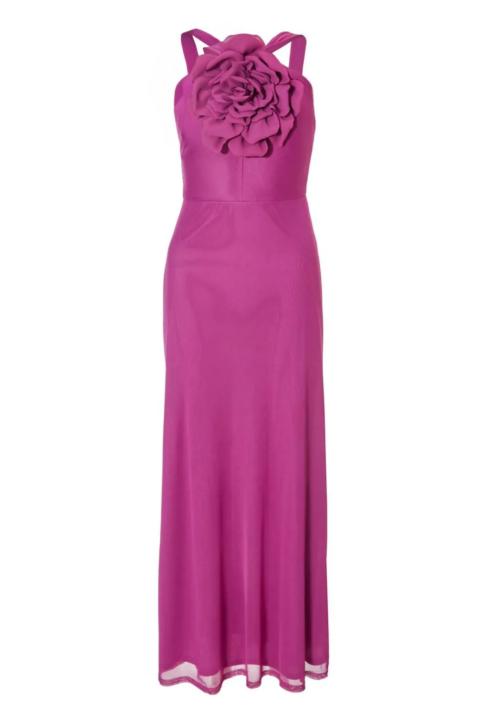 Quiz Magenta Mesh Corsage Maxi Dress Sale