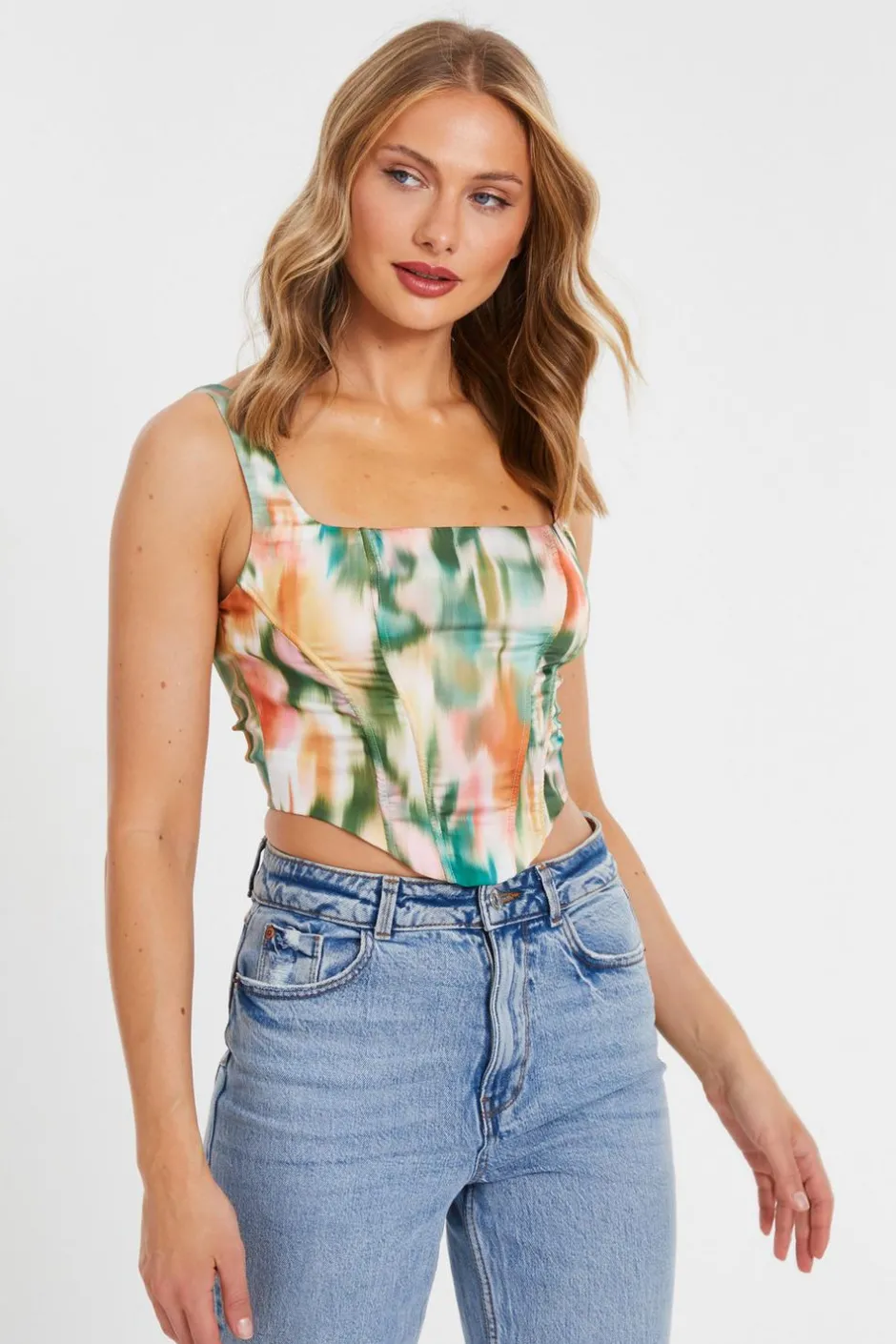 Quiz Marble Print Corset Top Outlet