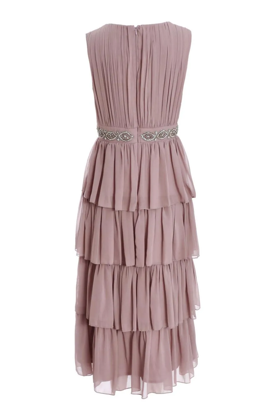 Quiz Mauve Chiffon Tiered Midi Dress Outlet