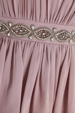 Quiz Mauve Chiffon Tiered Midi Dress Outlet