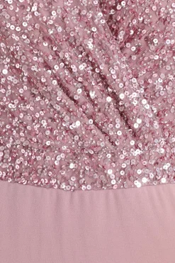Quiz Mauve Embellished Chiffon Maxi Dress