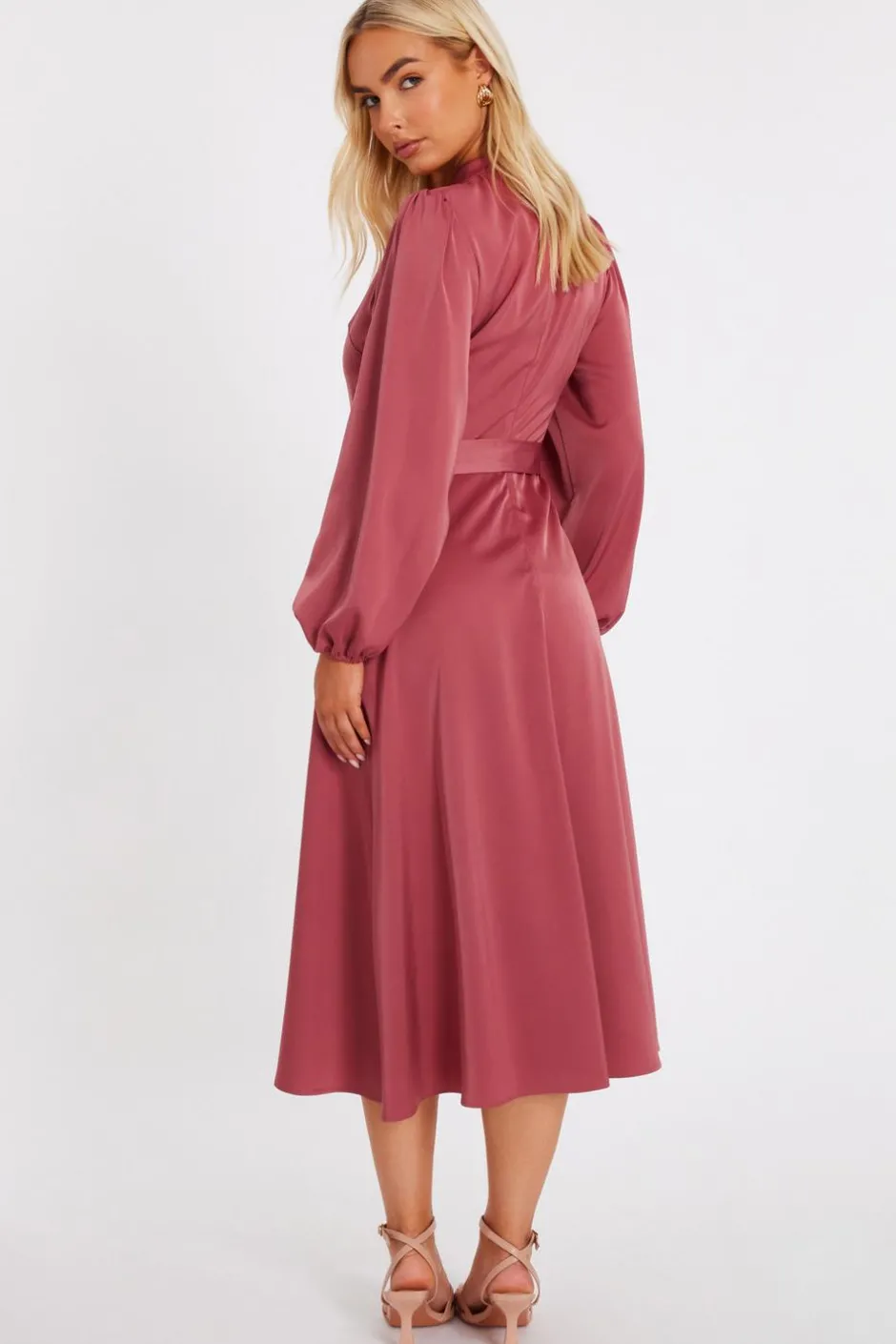 Quiz Mauve Satin Button Front Midaxi Dress New