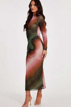 Quiz Mesh Marble Print Midaxi Dress Discount