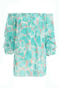 Quiz Mint Giraffe Print Bardot Top Online