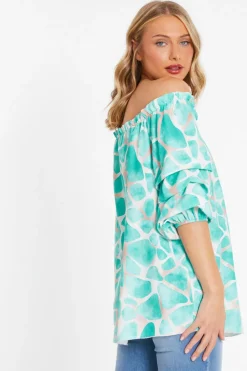Quiz Mint Giraffe Print Bardot Top Online