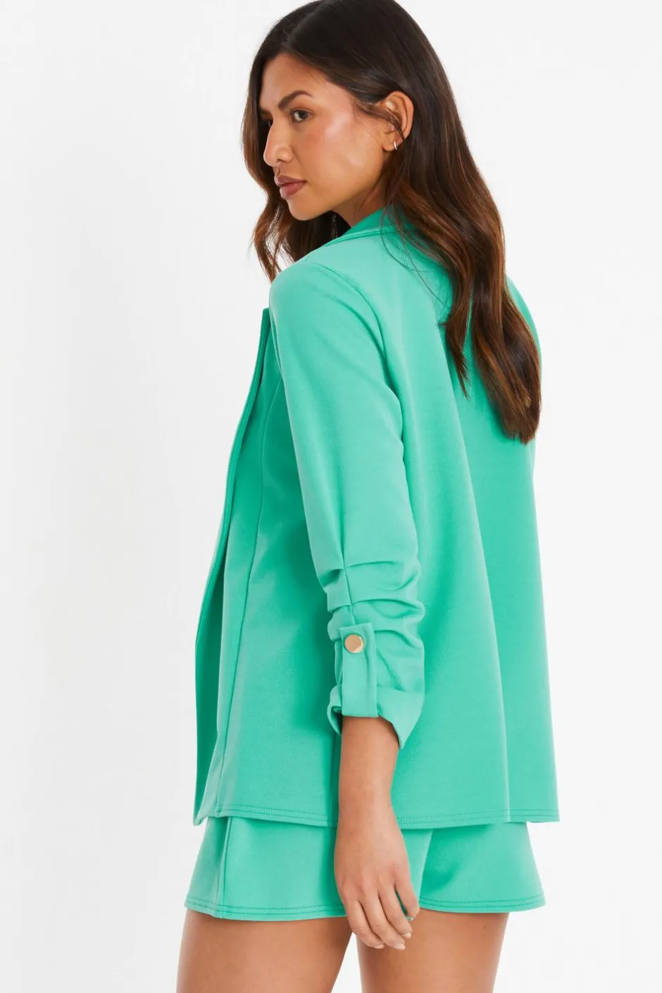 Quiz Mint Ruched Sleeve Tailored Blazer Best