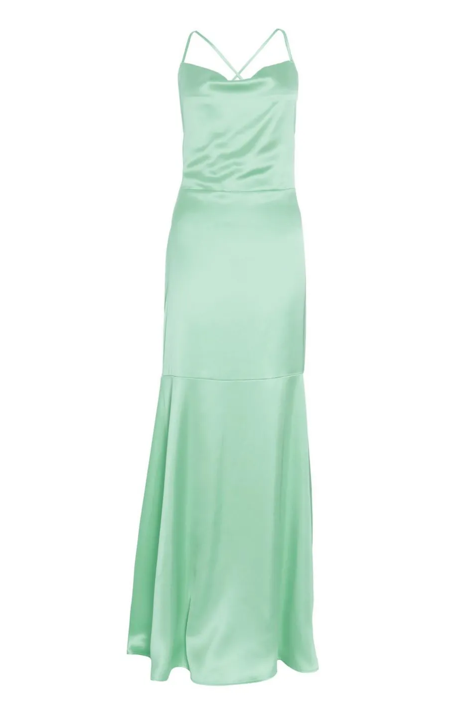 Quiz Satin Cross Back Maxi Dress Mint