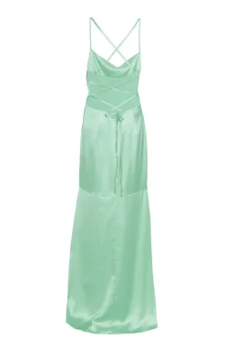 Quiz Satin Cross Back Maxi Dress Mint