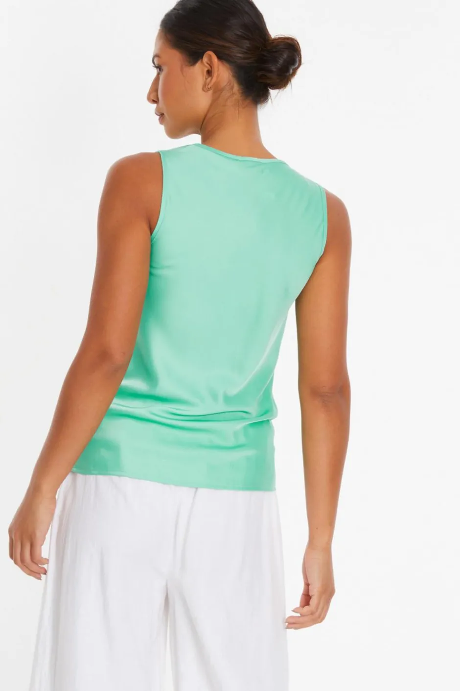 Quiz Mint Satin Vest Top Outlet