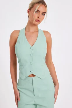 Quiz Mint Tailored Waistcoat New