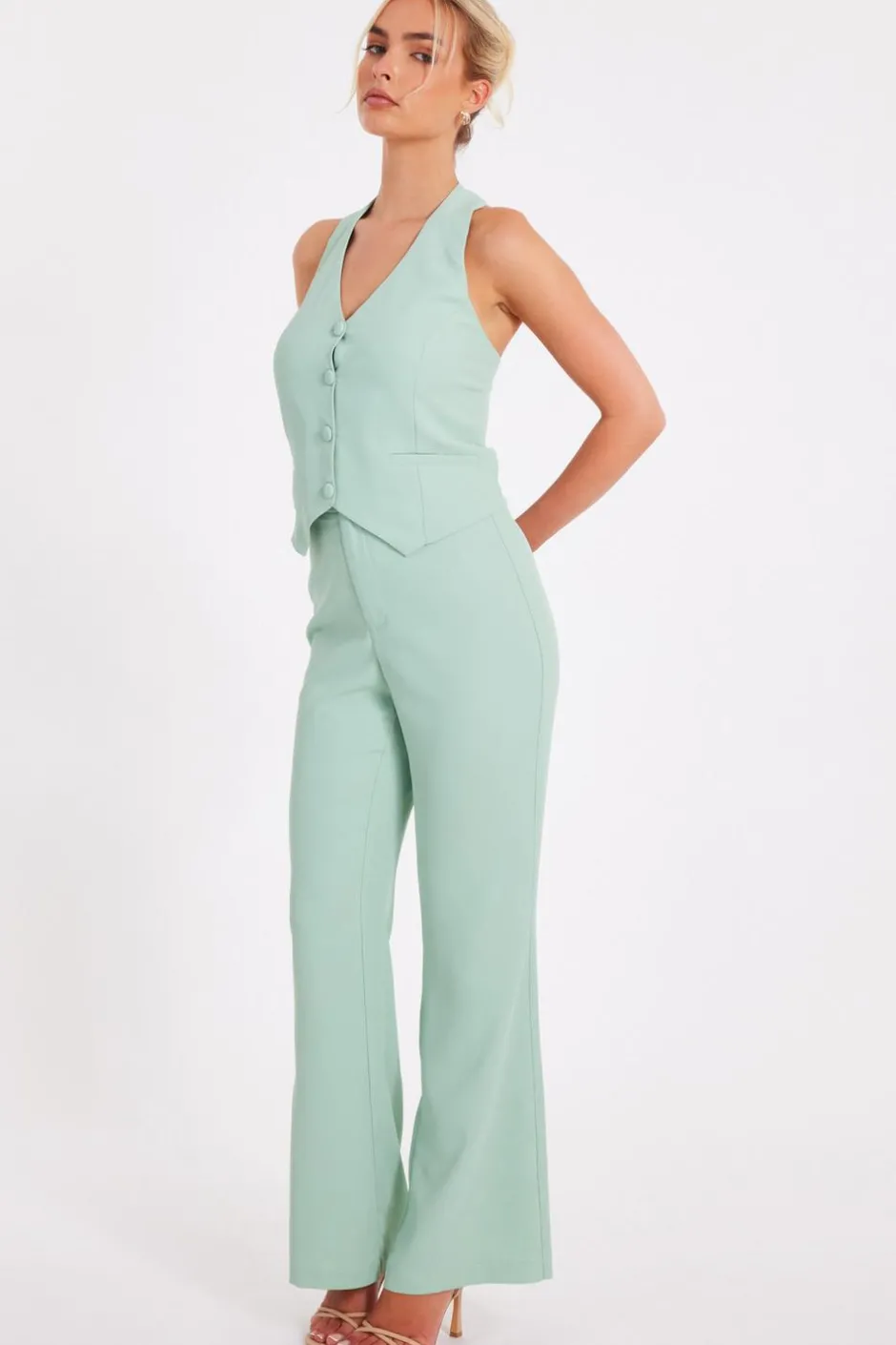 Quiz Mint Tailored Waistcoat New