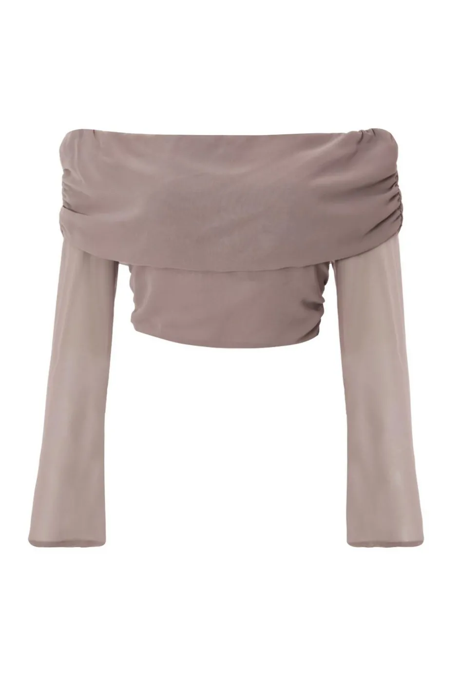 Quiz Mocha Chiffon Ruffle Crop Top New