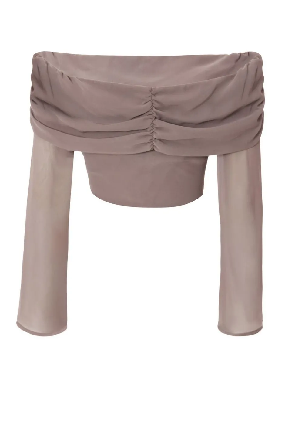 Quiz Mocha Chiffon Ruffle Crop Top New
