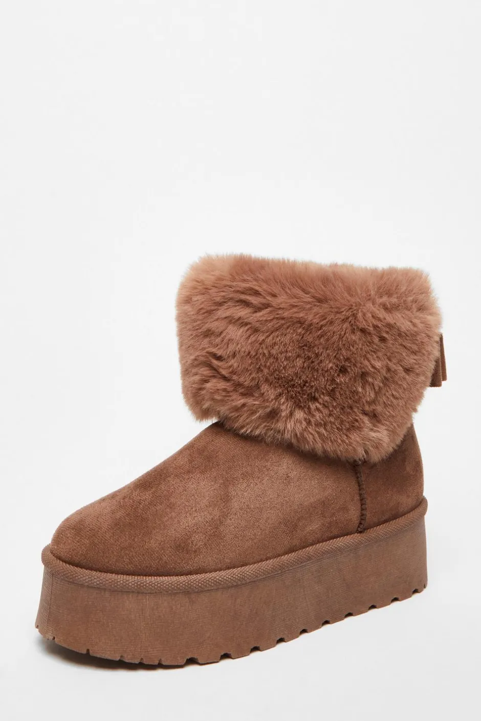 Quiz Faux Suede Ankle Boots Mocha Outlet