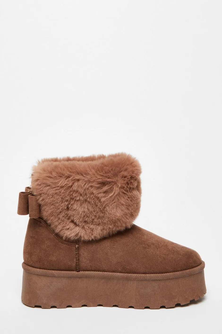 Quiz Faux Suede Ankle Boots Mocha Outlet