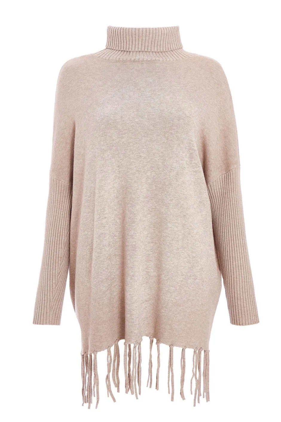 Quiz Knit Tassel Hem Jumper Mocha Clearance