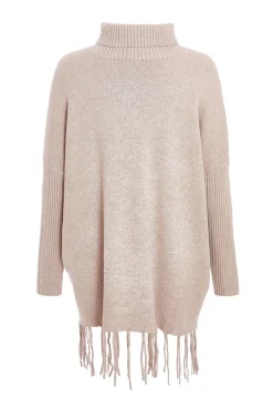 Quiz Knit Tassel Hem Jumper Mocha Clearance