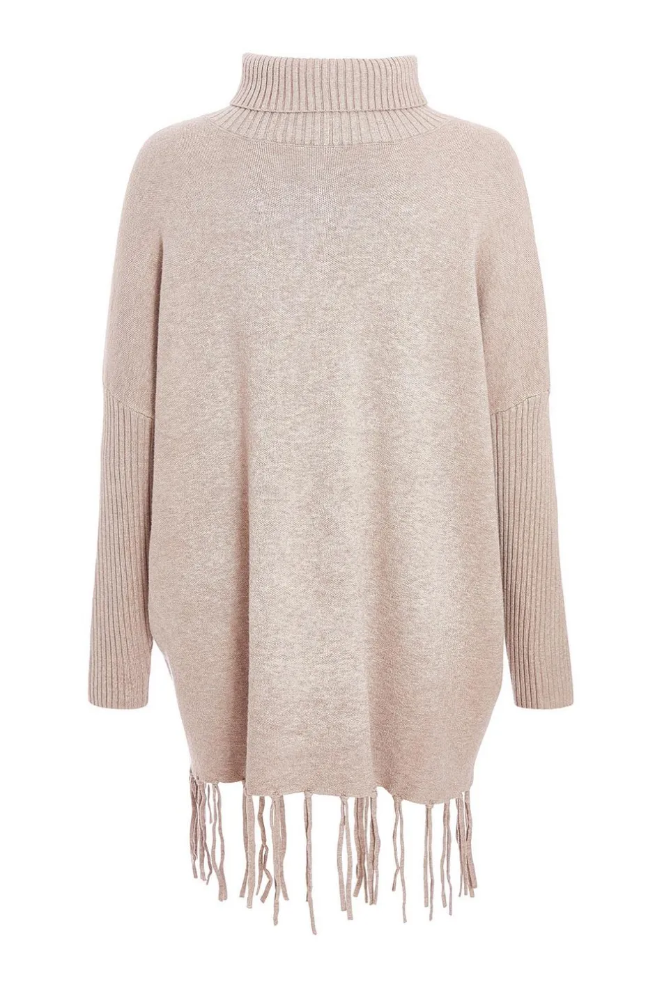 Quiz Knit Tassel Hem Jumper Mocha Clearance