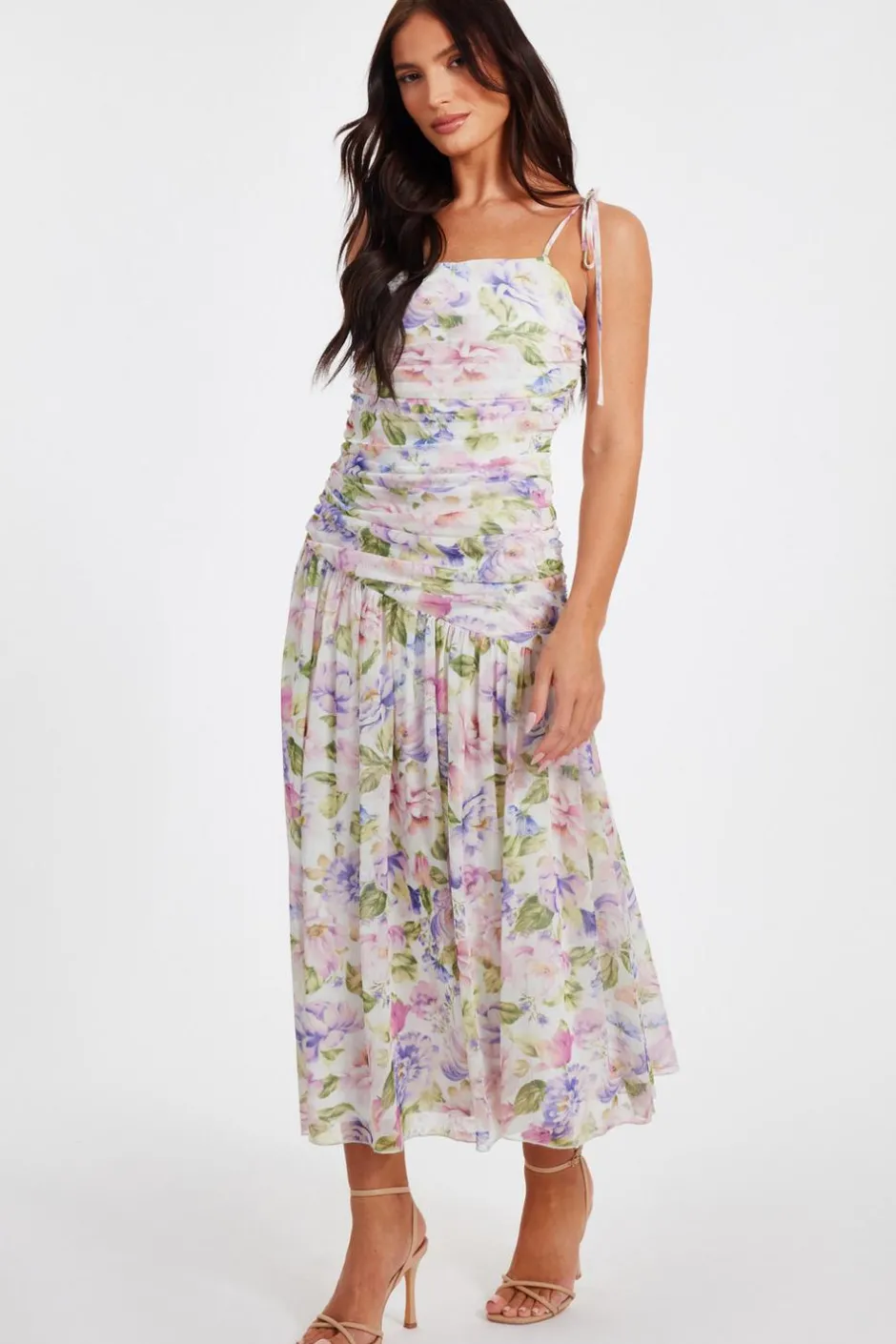 Quiz Multi Chiffon Ruched Midaxi Dress