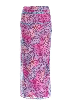 Quiz Multicolored Leopard Print Mesh Maxi Skirt Hot